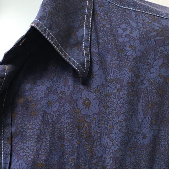 GEORG Roth Los Angeles Blue Floral Print Button Up Shirt - Picture 4 of 9